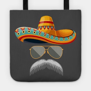 RETRO MUSTACHE SOMBRERO FACE CINCO DE MAYO Tote