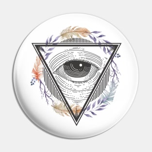 Third Eye Design, Pyramid Eye Art, Triangle Abstract Pin