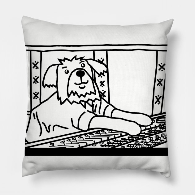 Music Producer Dog Line Drawing Pillow by ellenhenryart
