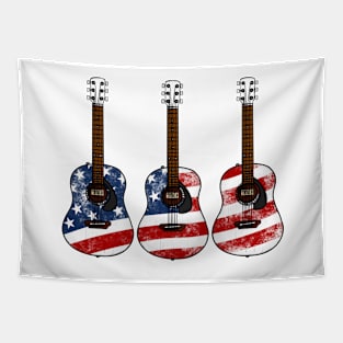 Acoustic Guitar USA Flag Patriotic Guitarist 4th July Tapestry