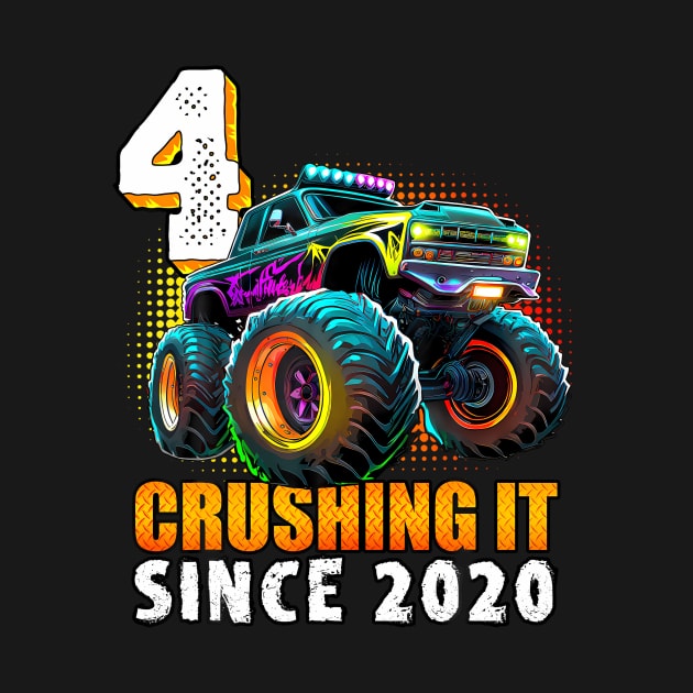 Monster Truck Year Old Boys 4th Birthday Party Born 2020 by deptrai0023