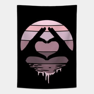 Sunset Heart Hands Tapestry