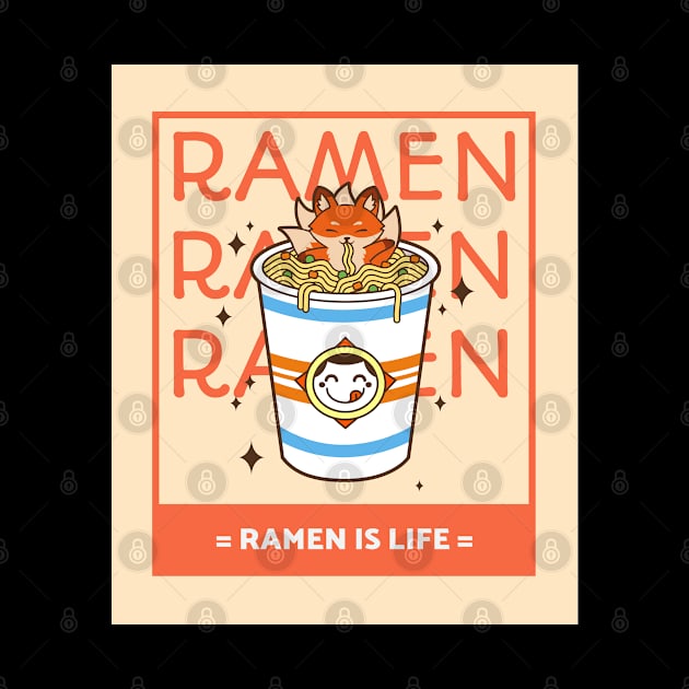 Cute Fox Ramen by InfiniTee Design