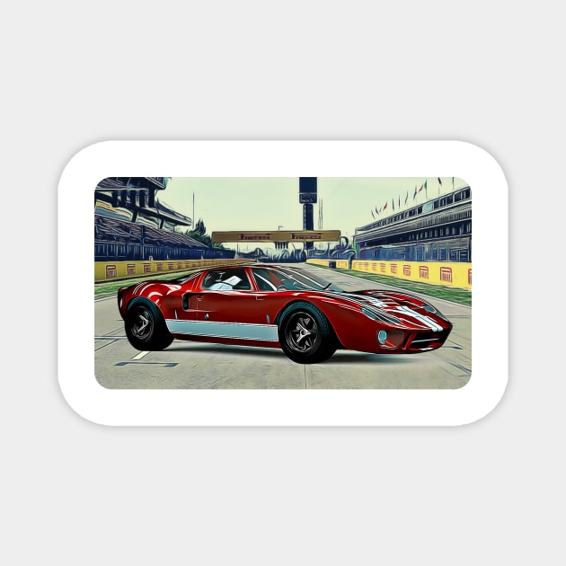 GT40 MK1 Track Print Magnet by Auto-Prints