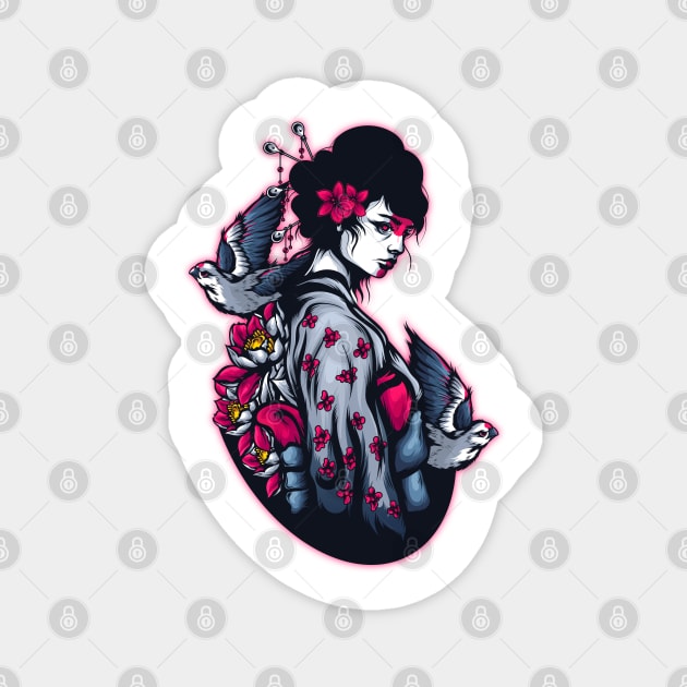 Japanese Geisha Design Magnet by Kingdom Arts and Designs