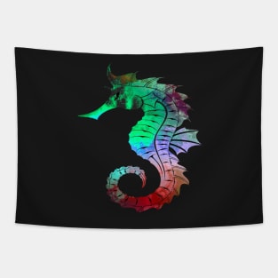 Crazy Seahorse with a Cosmic Tie-Dye Look Tapestry