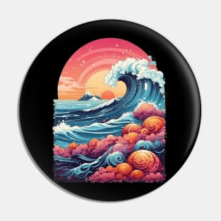 Pointillism Beach Art Pin