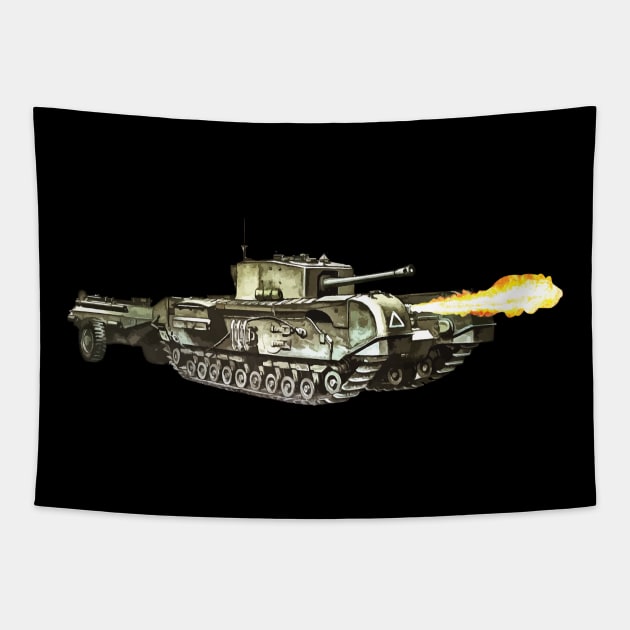 Churchill Crocodile British Flame Tank Thrower Second World War Tapestry by Battlefields