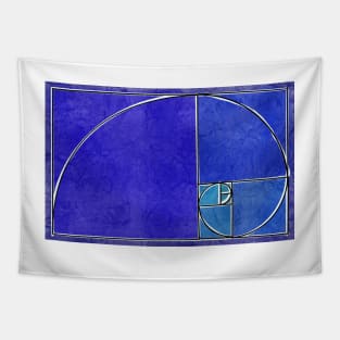 Fibonacci Spiral -Blue Tapestry