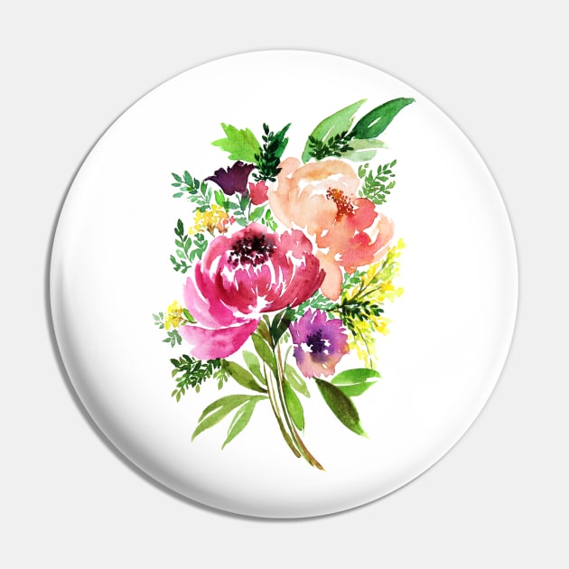 Peony Bouquet Pin by jayennecuaart