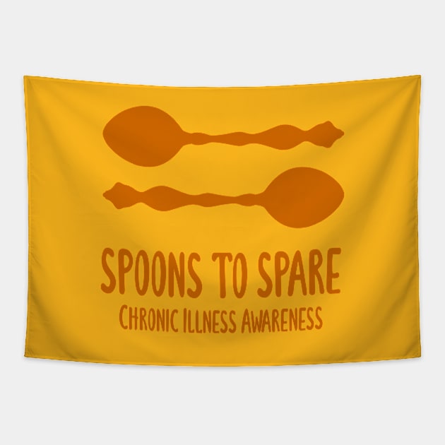 Spoons To Spare - Chronic Illness Awareness (Orange) Tapestry by KelseyLovelle