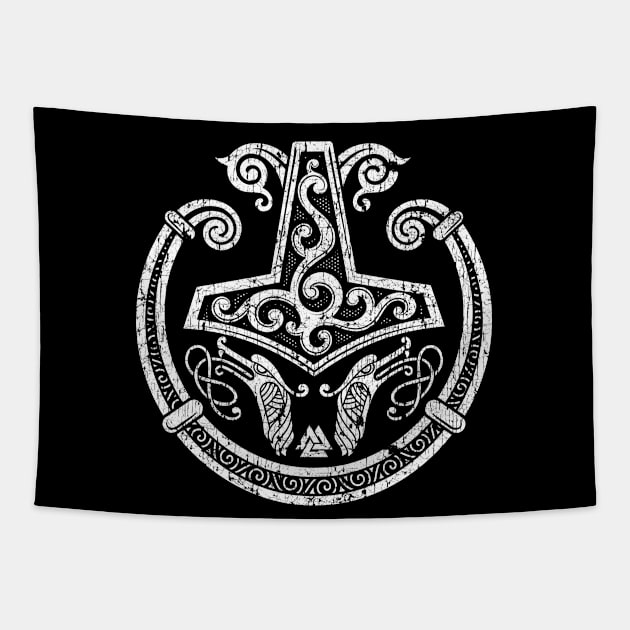 Viking Thors Hammer Mjolnir Norse Pagan Torc Tapestry by Blue Pagan