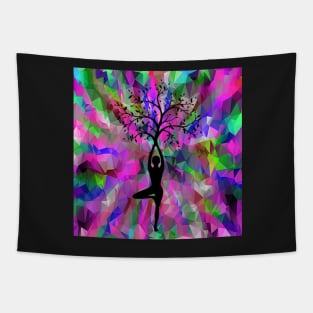 Inspirational Yoga Tree Pose Graphic Motivational Design Yoga Lover Gift Tapestry