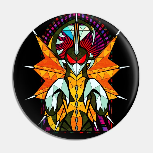 Stained Glass Space Chicken Pin by Natsura