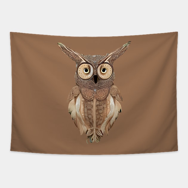 Image of cute owl - symbol of wisdom Tapestry by Hujer