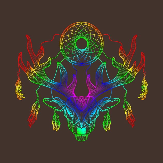 Mandala rainbow deer design with a deer designed in a mandala style by g14u