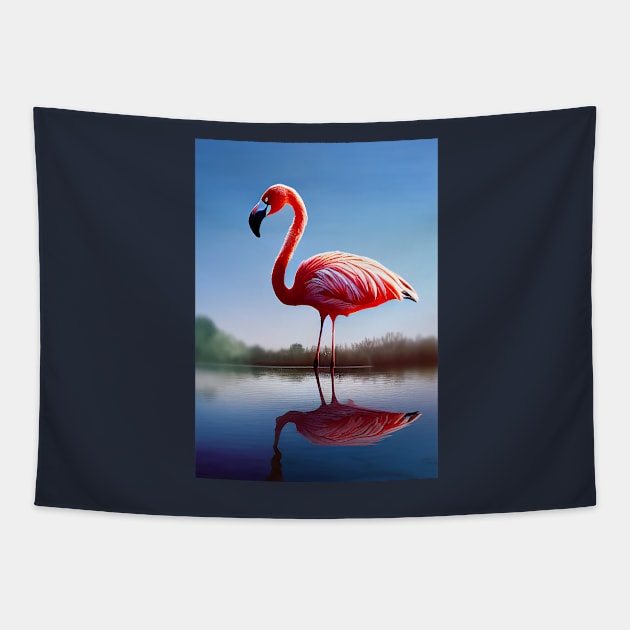 Flamingo Reflection Tapestry by Geminiartstudio