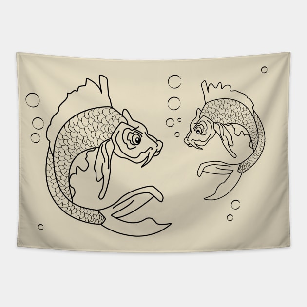 Little fish family reunion Tapestry by Nosa rez