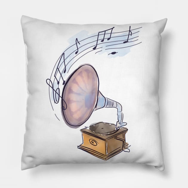 Gramophone Pillow by ArtKsenia