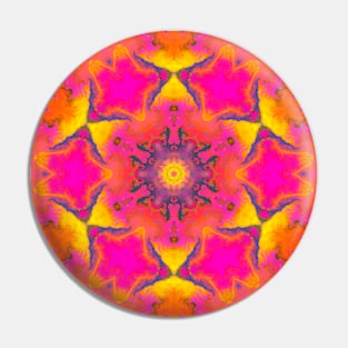 Psychedelic Hippie Flower Pink Purple and Yellow Pin