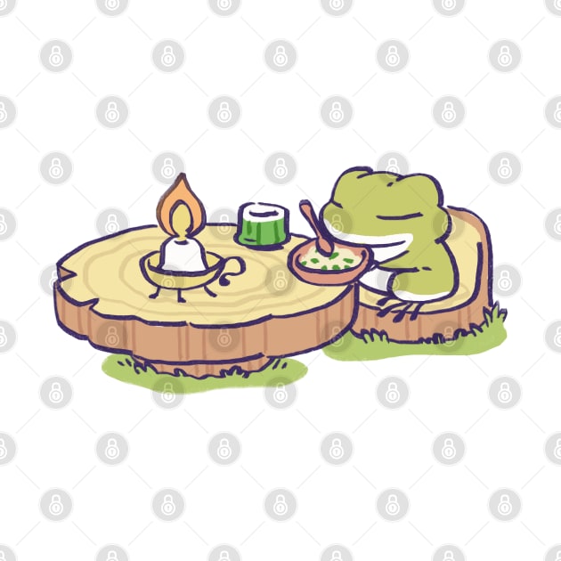 traveling frog eating lunch / tabi kaeru japanese mobile game by mudwizard