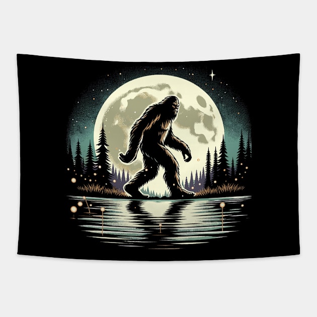 Moon Bigfoot Sasquatch Cool Bigfoot Tapestry by KsuAnn