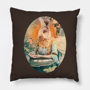 Go Ask Alice White Rabbit blue orange Pillow