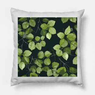 Green Leaves Pattern 4 Pillow