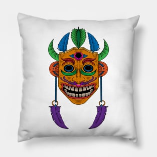 Wooden Tiki Mask Pillow