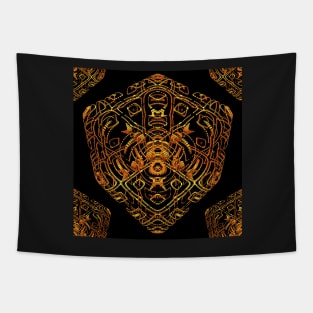 Gold Filigree 3-D Fractal Rendering Tapestry