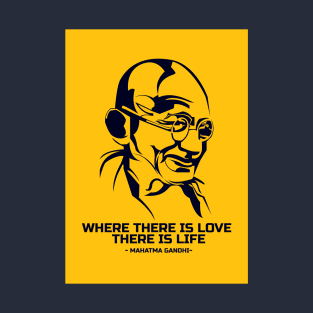 Line art Mahatma Gandhi and his best quotes T-Shirt