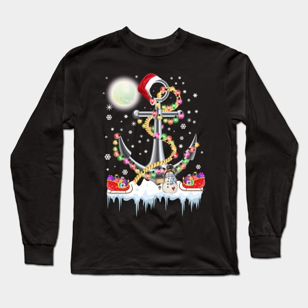 Christmas Lights Anchor Boating Sailing Funny Boat Xmas Gift