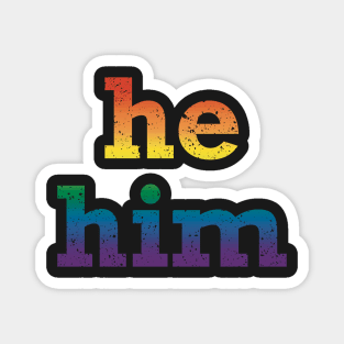 Rainbow He Him Pronouns Magnet