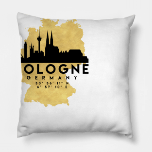 Cologne Germany Skyline Map Art Pillow