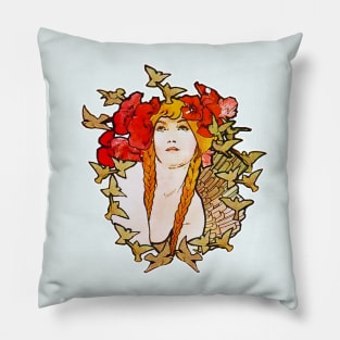 Art Nouveau Bird Girl Pillow