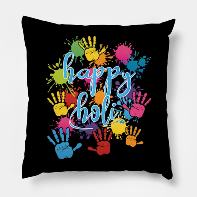 Happy Holi, Holi Festival Outfit, India Colors Festival Pillow by CrosbyD