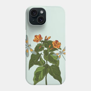 botanical illustration of a plant and a dragonfly Phone Case