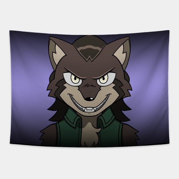 Grinning Wolf Tapestry by Firestorm Fox