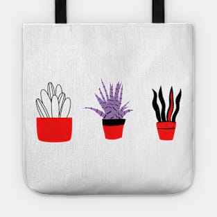 red black purple plant line art Tote