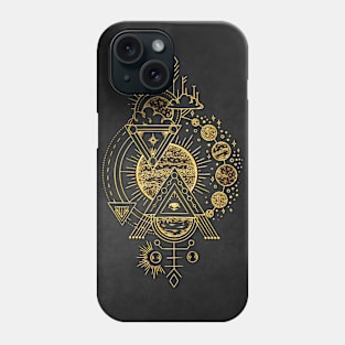 Wonderful golden fantasy planet and moon Phone Case