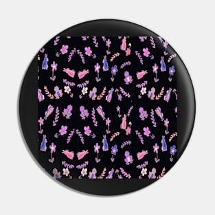 Bunnies and Frogs in Pink Pin