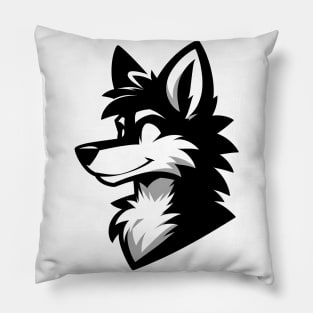 Simple Anthro Furry Wolf Silhouette V2 Pillow