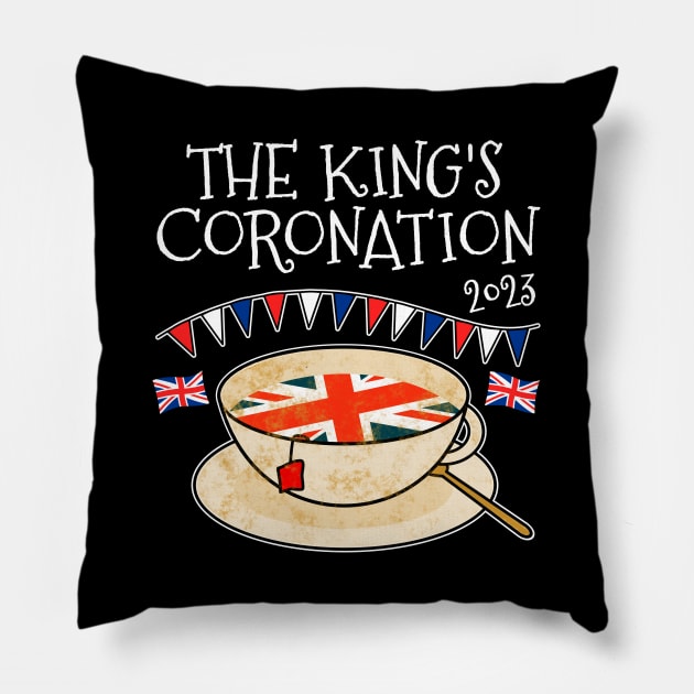 The Kings Coronation 2023 Tea UK Flag Pillow by doodlerob