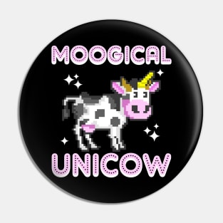 8-Bit Moogical Unicow Cute Magical Unicorn Cow Pin