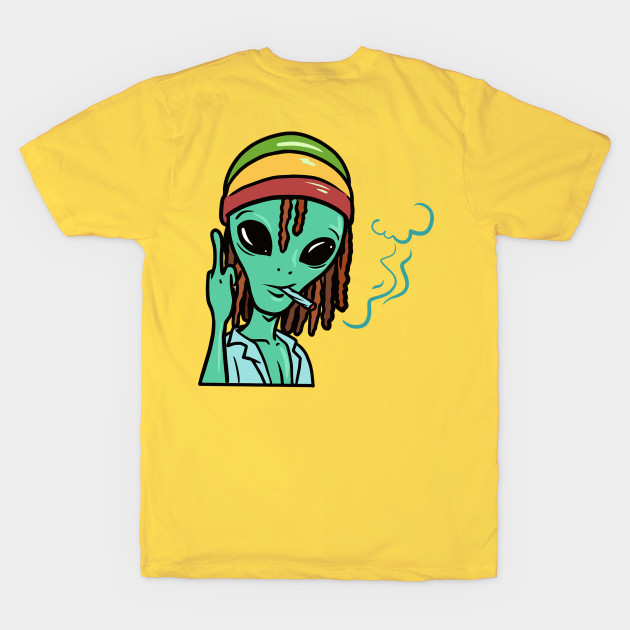 SMOKING ALIEN WITH MIDDLE FINGER UP - Smoking Weed - T-Shirt | TeePublic