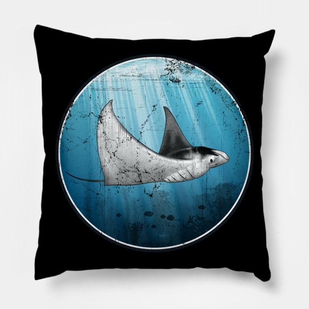 Manta Ray Pillow by NicGrayTees