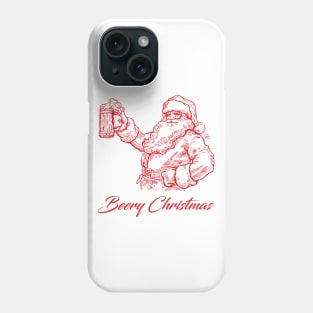 Beery Christmas Santa Claus holding a glass of beer Phone Case