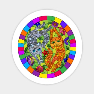 Cute Kitty Stained Glass Design Pattern Magnet