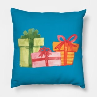 Bright Hand Drawn Watercolor Gift Packages Pillow