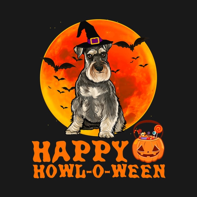 Funny Miniature Schnauzer Dog Halloween Happy Howl O Ween by eldridgejacqueline